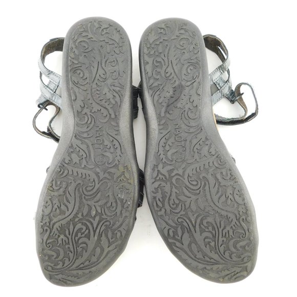 NAOT Gray Pewter Patent Leather Ankle Strap Sandals  37 / 6 - Picture 3 of 5